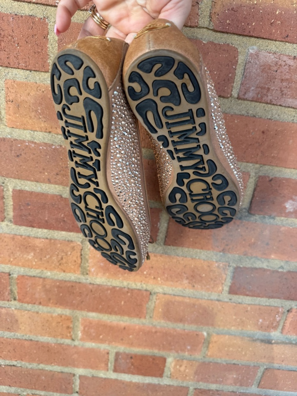 Jimmy Choo Nude Blush Crystal Embellished Ballet Flats - Picture 8 of 12